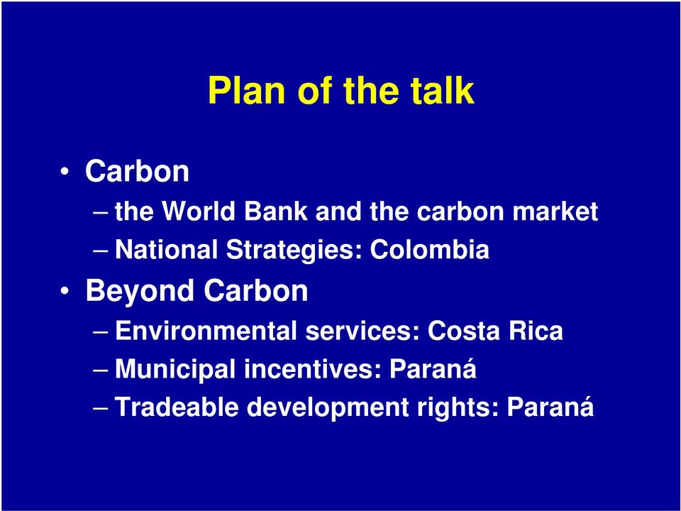 Carbon Environmental services: Costa Rica Municipal