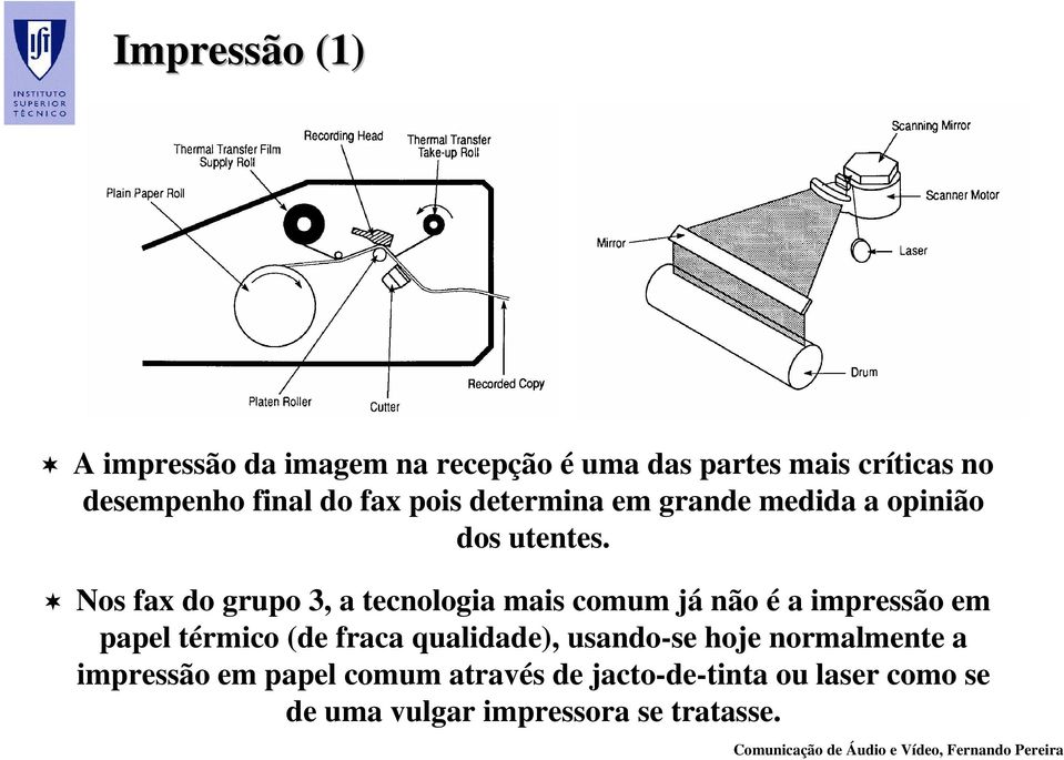 Nos fax do grupo 3, a tecnologia mais comum já não é a impressão em papel térmico (de fraca