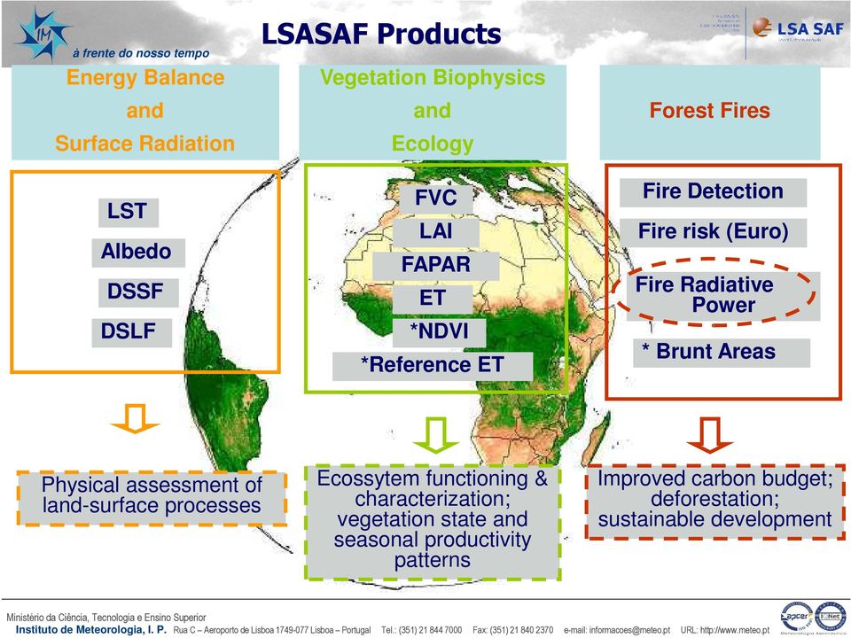 Power * Brunt Areas Physical assessment of land-surface processes Ecossytem functioning &