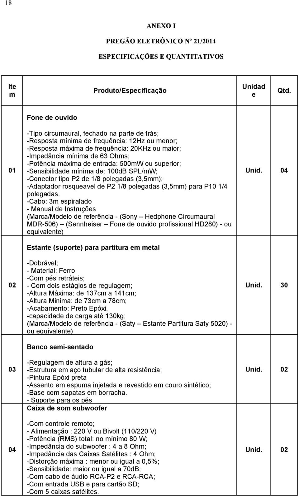 -Potência máxima de entrada: 500mW ou superior; -Sensibilidade mínima de: 100dB SPL/mW; -Conector tipo P2 de 1/8 polegadas (3,5mm); -Adaptador rosqueavel de P2 1/8 polegadas (3,5mm) para P10 1/4