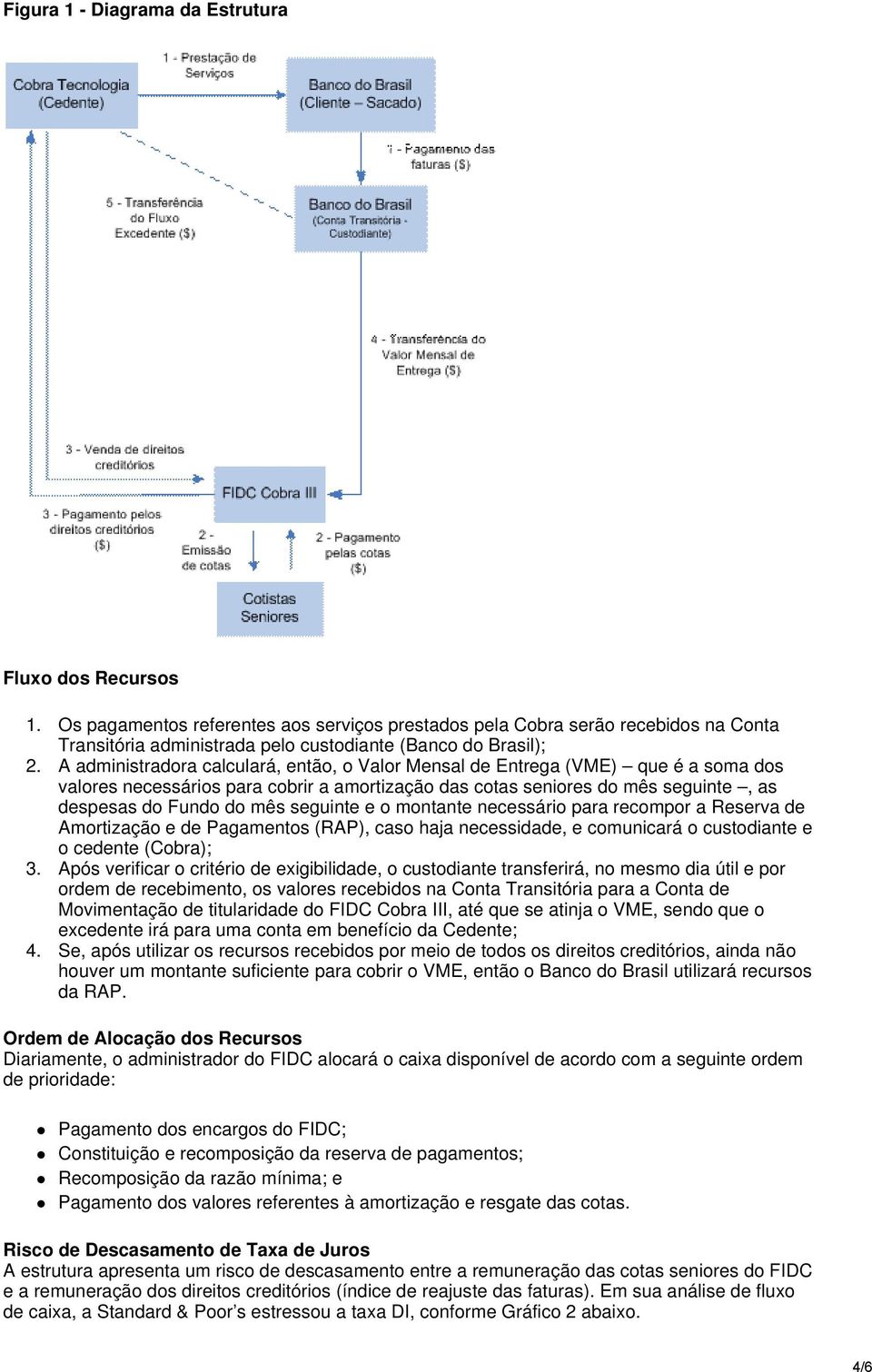 A administradora calculará, então, o Valor Mensal de Entrega (VME) que é a soma dos valores necessários para cobrir a amortização das cotas seniores do mês seguinte, as despesas do Fundo do mês