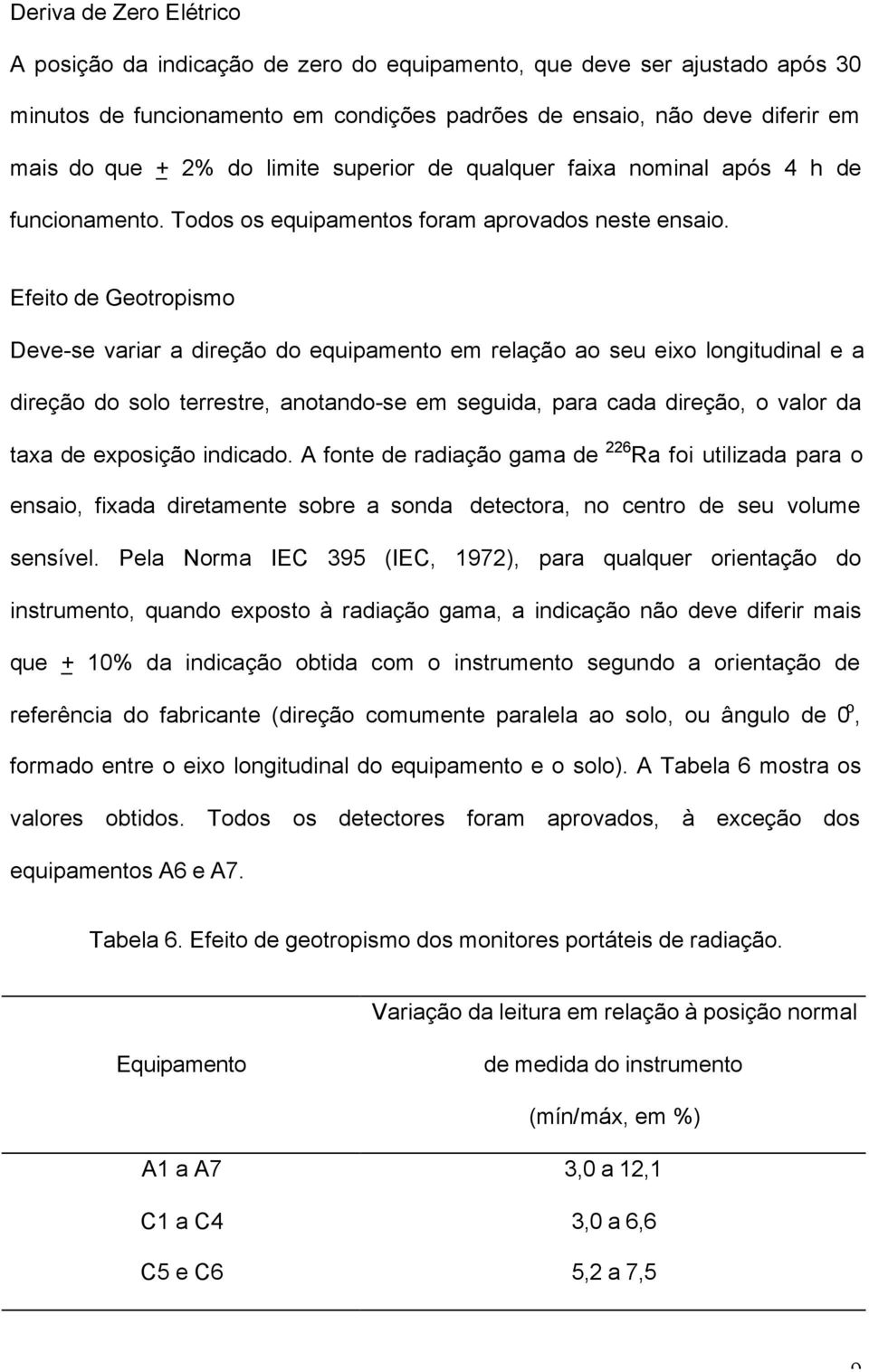 Efeito de Geotropismo Deve-se variar a direção do equipamento em relação ao seu eixo longitudinal e a direção do solo terrestre, anotando-se em seguida, para cada direção, o valor da taxa de