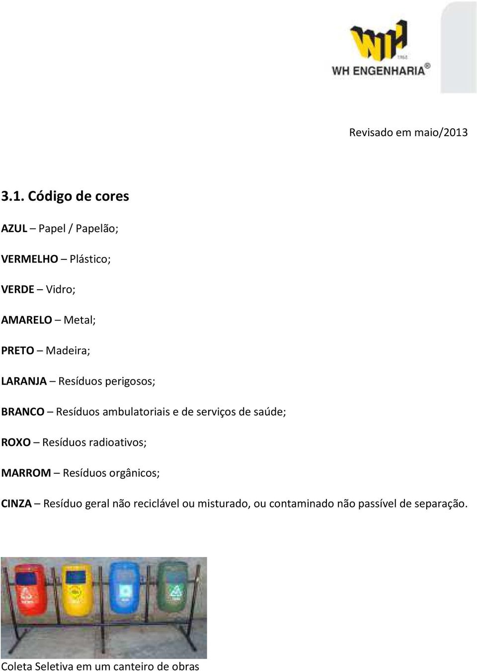 saúde; ROXO Resíduos radioativos; MRROM Resíduos orgânicos; CINZ Resíduo geral não