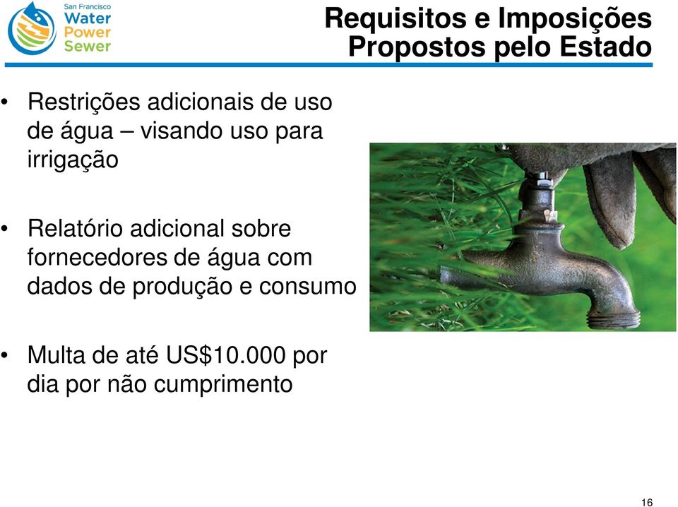 Relatório adicional sobre fornecedores de água com dados de