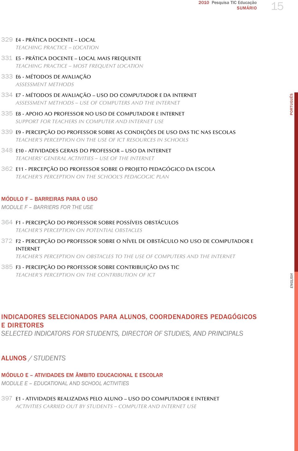 INTERNET SUPPORT FOR TEACHERS IN COMPUTER AND INTERNET USE 339 e9 - PERCEPÇÃO DO PROFESSOR SOBRE AS CONDIÇÕES DE USO DAS TIC NAS ESCOLAS TEACHER S PERCEPTION ON THE USE OF ICT RESOURCES IN SCHOOLS