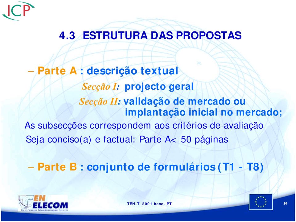 mercado; As subsecções correspondem aos critérios de avaliação Seja