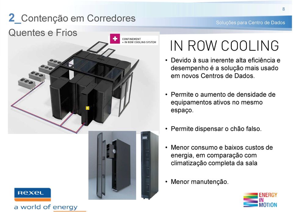 Permite o aumento de densidade de equipamentos ativos no mesmo espaço.