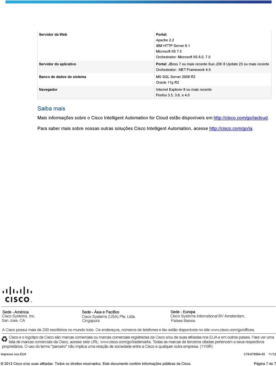 6, e 4.0 Saiba mais Mais informações sobre o Cisco Intelligent Automation for Cloud estão disponíveis em http://cisco.com/go/iacloud.