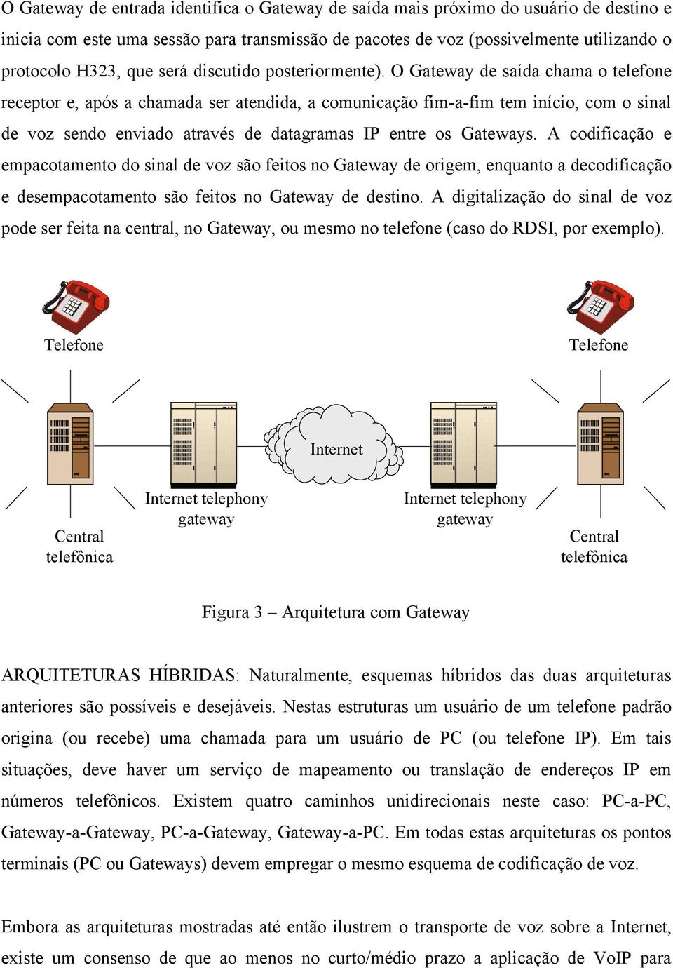 O Gateway de saída chama o telefone receptor e, após a chamada ser atendida, a comunicação fim-a-fim tem início, com o sinal de voz sendo enviado através de datagramas IP entre os Gateways.