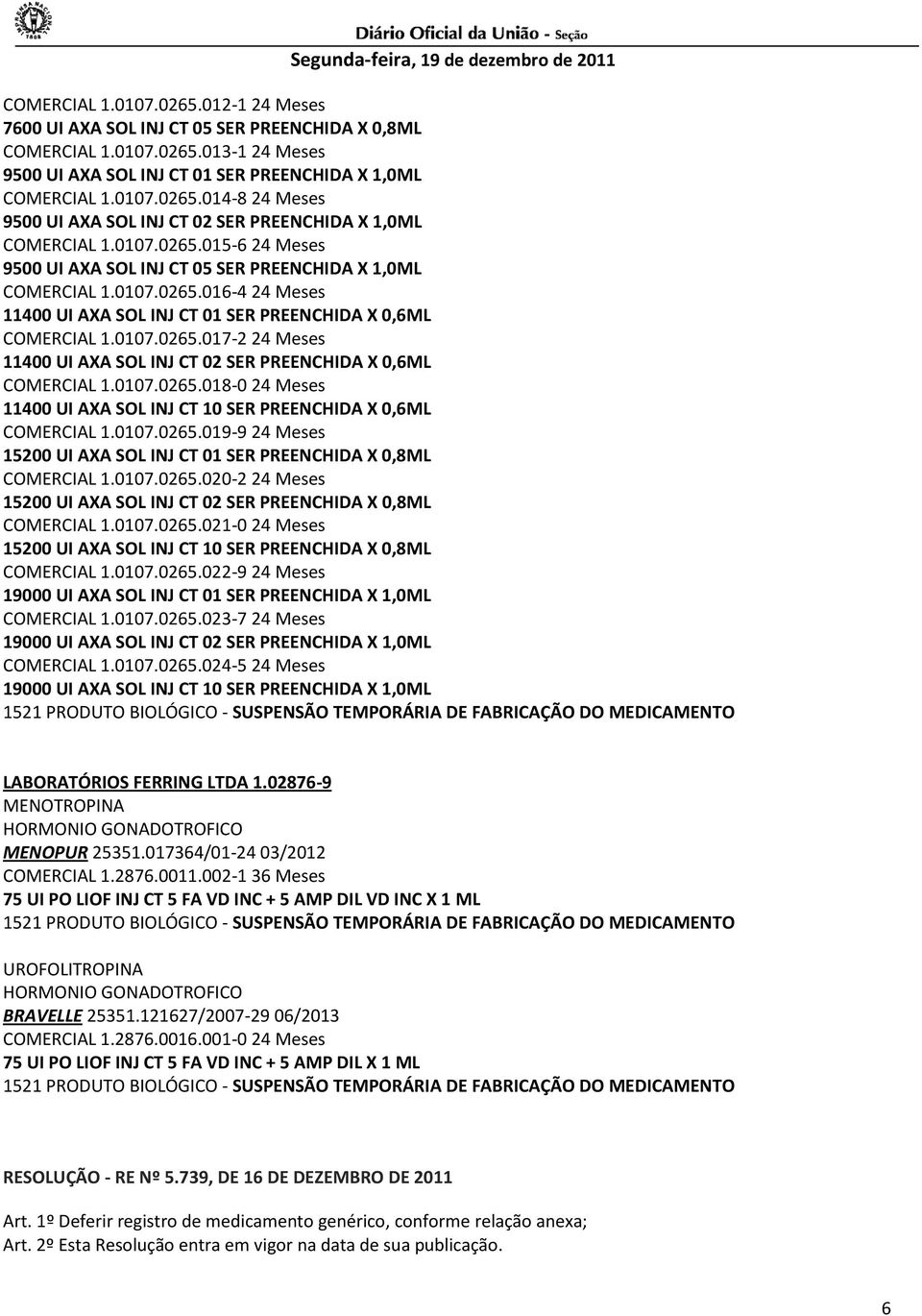 0107.0265.018-0 24 Meses 11400 UI AXA SOL INJ CT 10 SER PREENCHIDA X 0,6ML COMERCIAL 1.0107.0265.019-9 24 Meses 15200 UI AXA SOL INJ CT 01 SER PREENCHIDA X 0,8ML COMERCIAL 1.0107.0265.020-2 24 Meses 15200 UI AXA SOL INJ CT 02 SER PREENCHIDA X 0,8ML COMERCIAL 1.