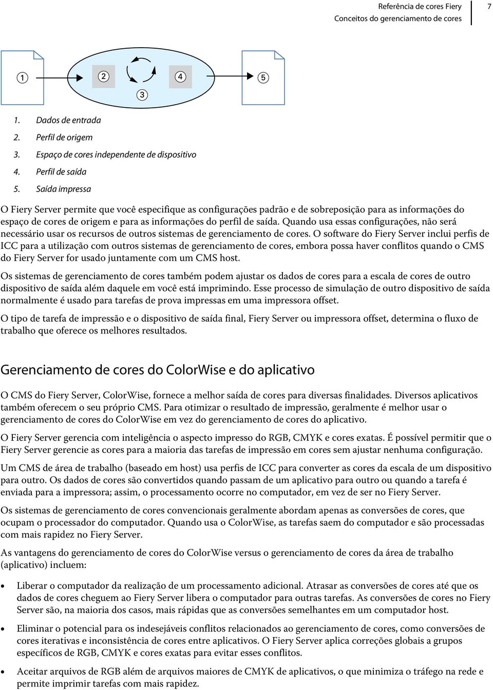 Quando usa essas configurações, não será necessário usar os recursos de outros sistemas de gerenciamento de cores.