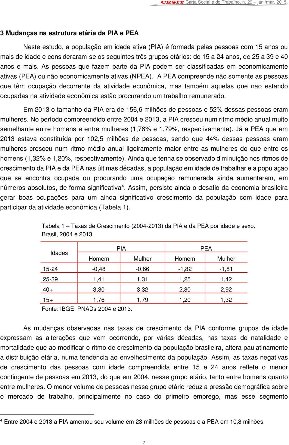 A PEA compreende não somente as pessoas que têm ocupação decorrente da atividade econômica, mas também aquelas que não estando ocupadas na atividade econômica estão procurando um trabalho remunerado.