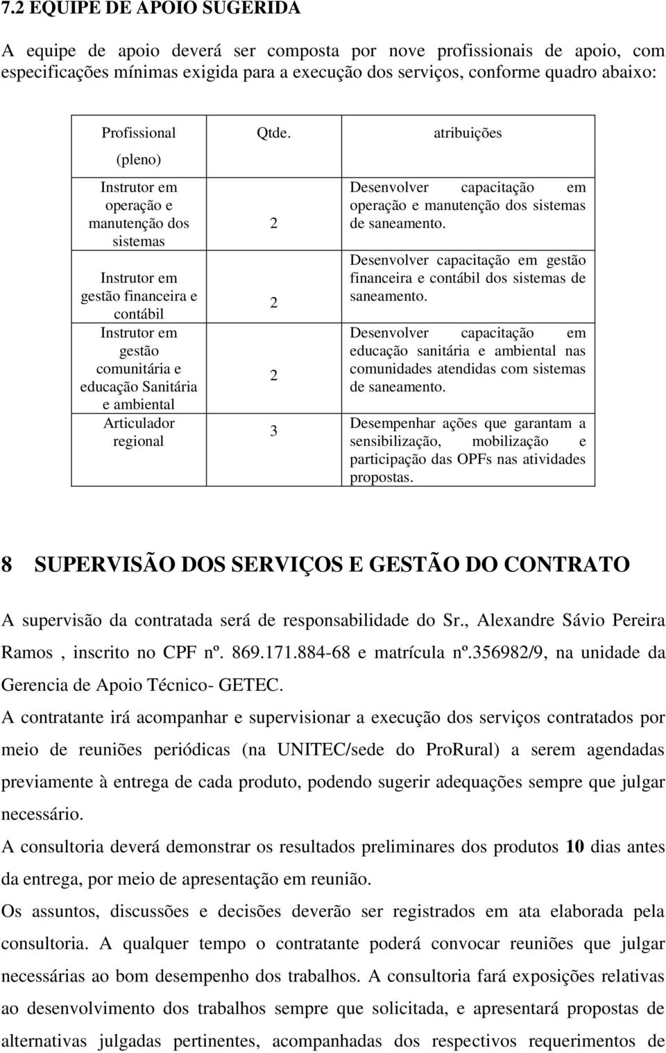 Qtde. 2 2 2 3 atribuições Desenvolver capacitação em operação e manutenção dos sistemas de saneamento. Desenvolver capacitação em gestão financeira e contábil dos sistemas de saneamento.