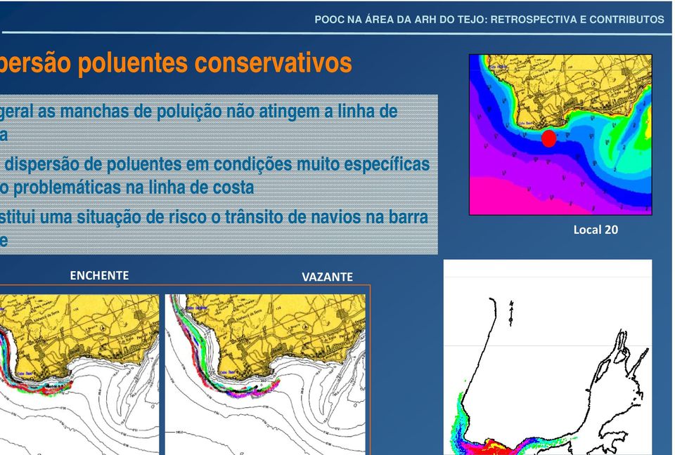 de poluentes em condições muito específicas problemáticas na linha de costa