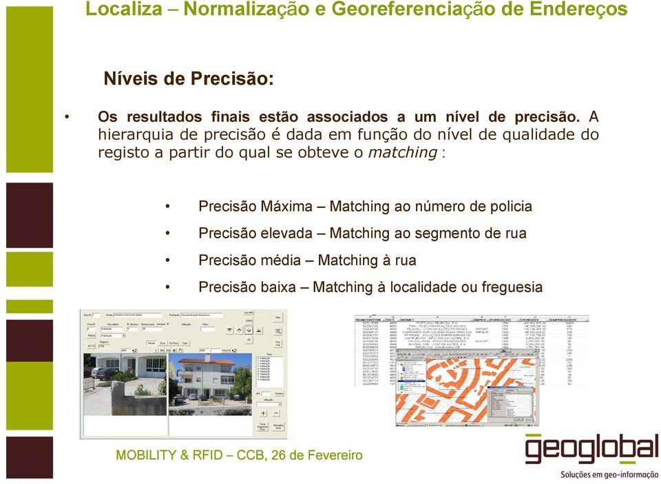 A hierarquia de precisão é dada em função do nível de qualidade do registo a partir do qual se obteve o