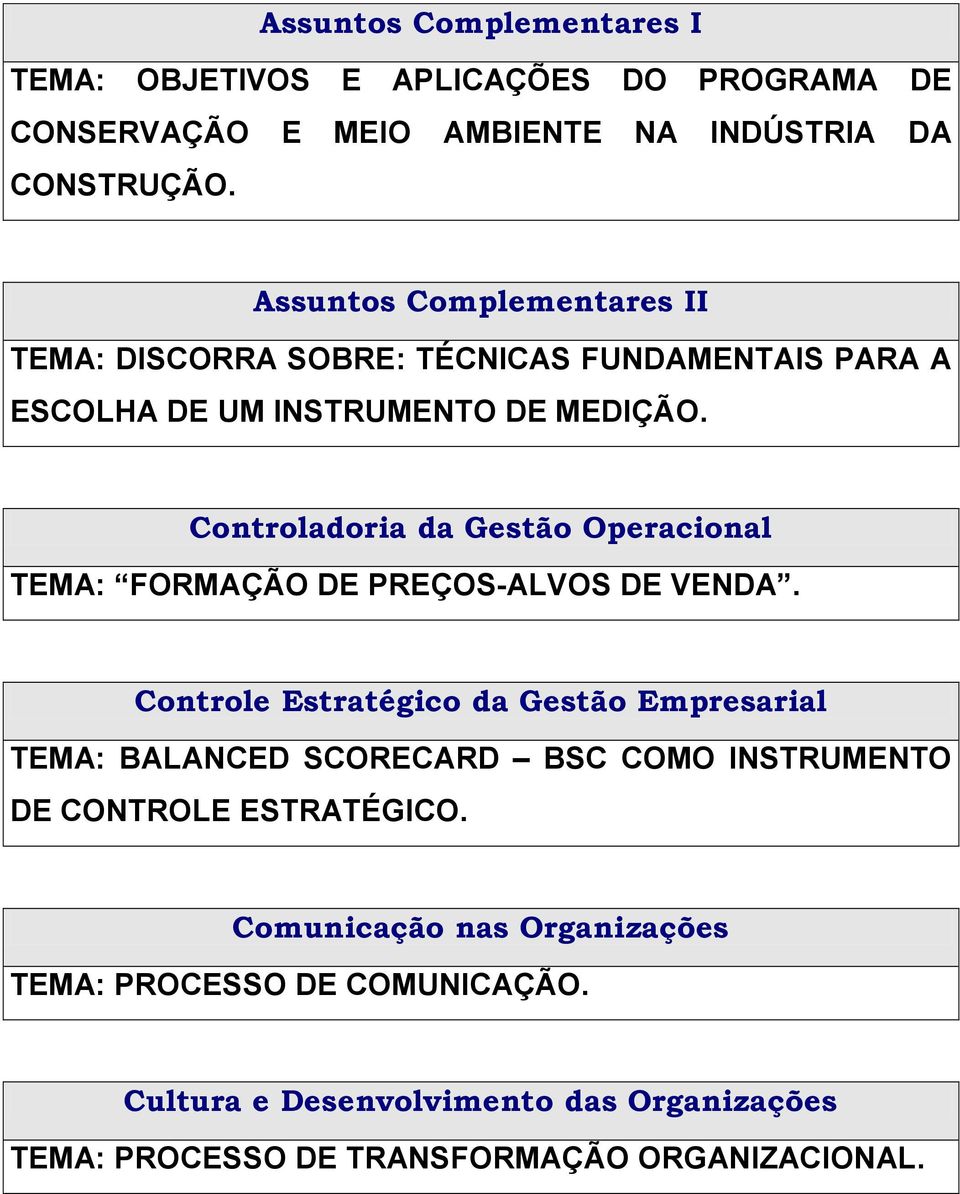 Controladoria da Gestão Operacional TEMA: FORMAÇÃO DE PREÇOS-ALVOS DE VENDA.