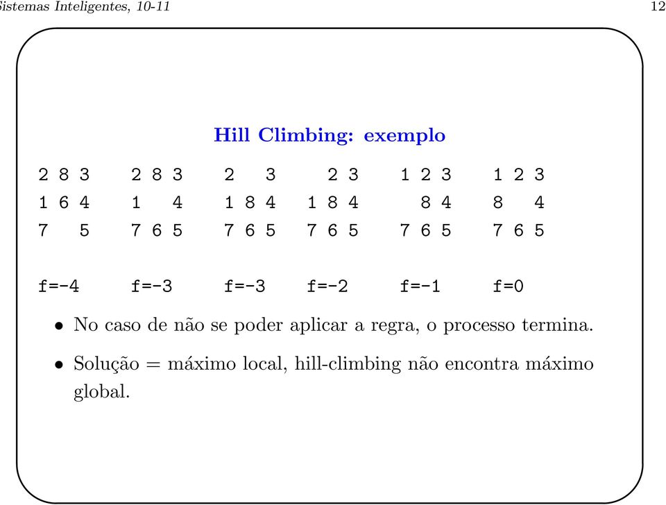 f=-4 f=-3 f=-3 f=-2 f=-1 f=0 No caso de não se poder aplicar a regra, o