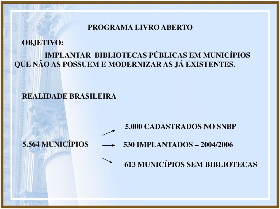 EXISTENTES. REALIDADE BRASILEIRA 5.000 CADASTRADOS NO SNBP 5.