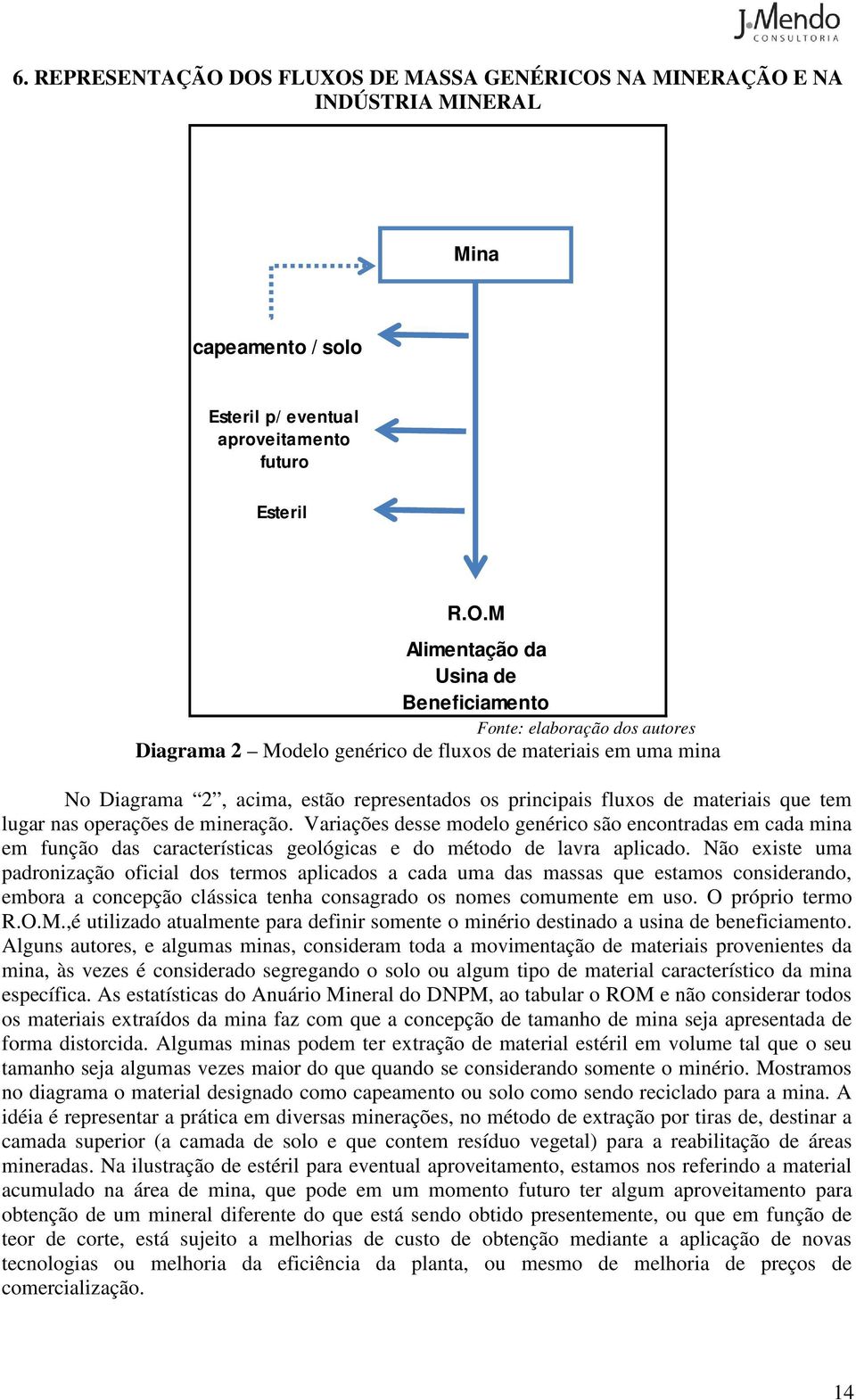 elaboração dos autores Diagrama 2 Modelo genérico de fluxos de materiais em uma mina No Diagrama 2, acima, estão representados os principais fluxos de materiais que tem lugar nas operações de