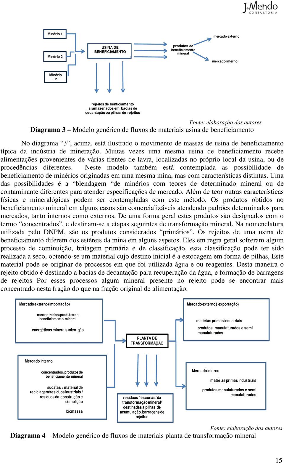 diagrama 3, acima, está ilustrado o movimento de massas de usina de beneficiamento típica da indústria de mineração.