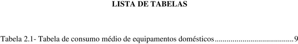 1- Tabela de consumo