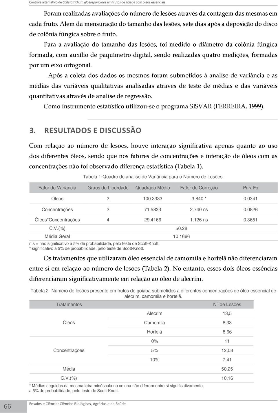 Para a avaliação do tamanho das lesões, foi medido o diâmetro da colônia fúngica formada, com auxílio de paquímetro digital, sendo realizadas quatro medições, formadas por um eixo ortogonal.