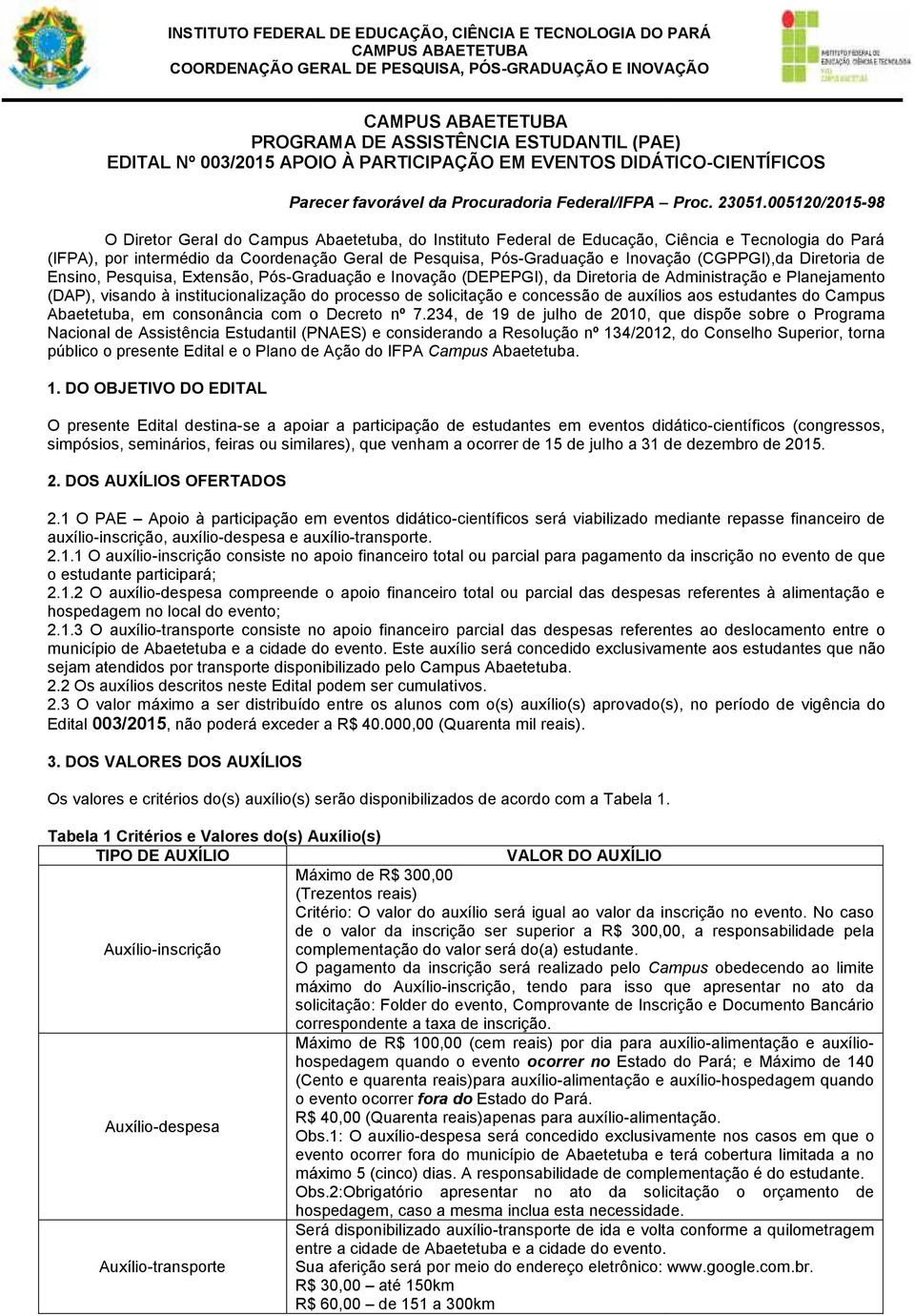 (CGPPGI),da Diretoria de Ensino, Pesquisa, Extensão, Pós-Graduação e Inovação (DEPEPGI), da Diretoria de Administração e Planejamento (DAP), visando à institucionalização do processo de solicitação e