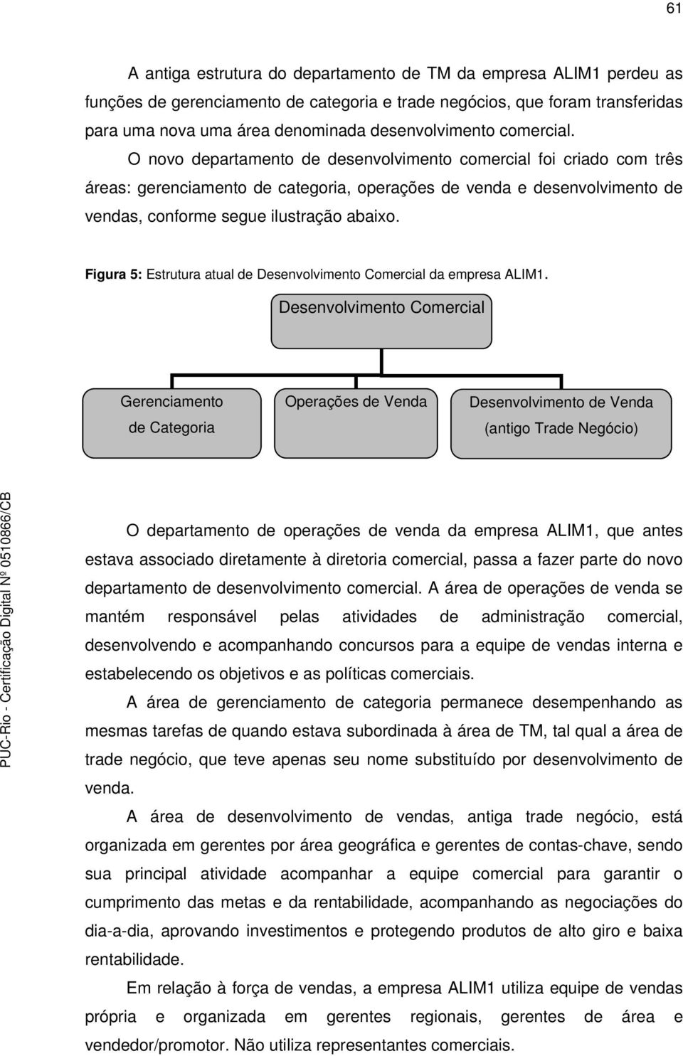 Figura 5: Estrutura atual de Desenvolvimento Comercial da empresa ALIM1.