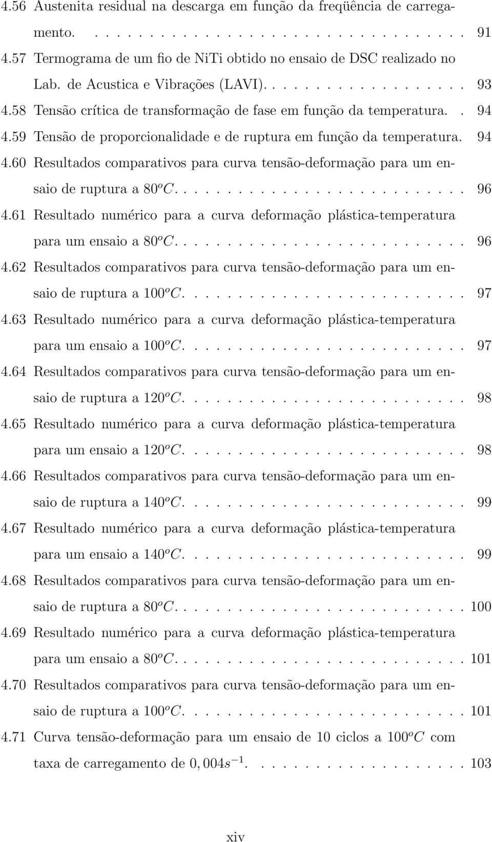 94 4.60 Resultados comparativos para curva tensão-deformação para um ensaio de ruptura a 80 o C........................... 96 4.