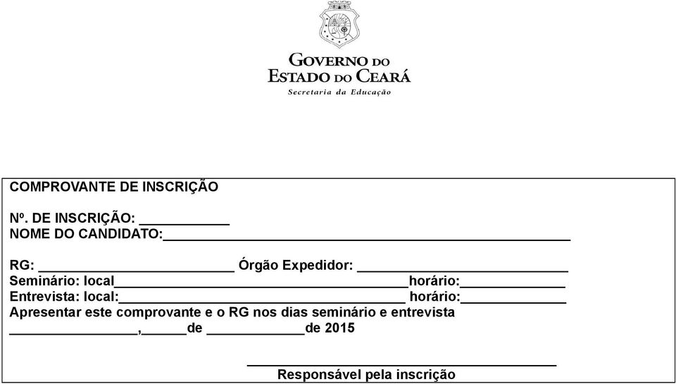 Seminário: local horário: Entrevista: local: horário: