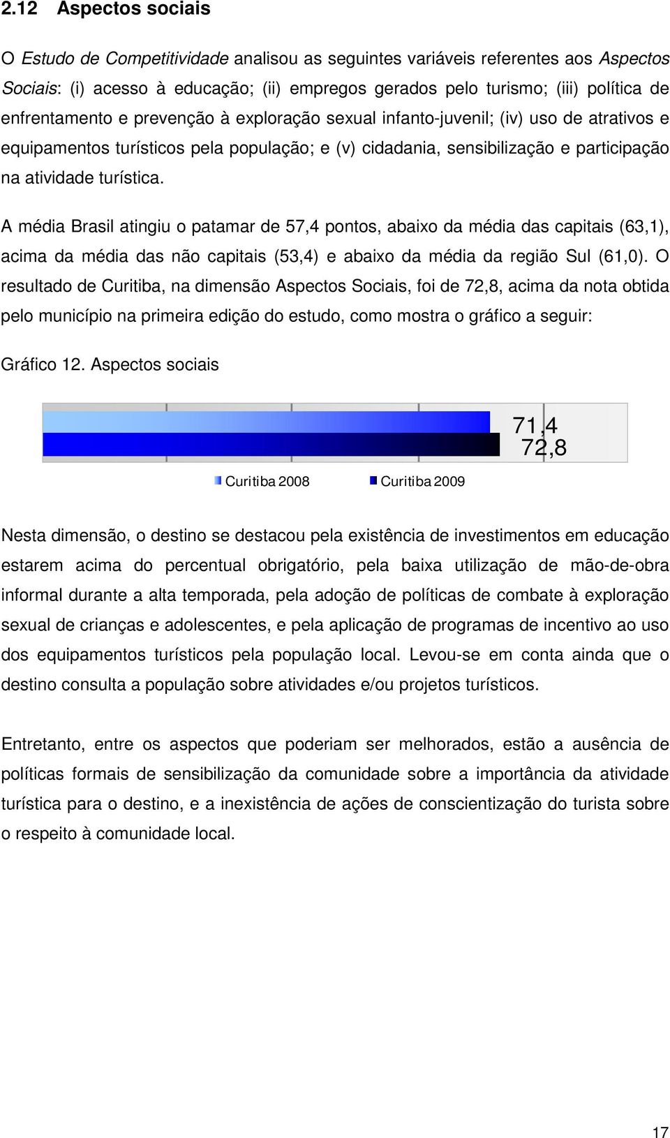 A média Brasil atingiu o patamar de 57,4 pontos, abaixo da média das capitais (63,1), acima da média das não capitais (53,4) e abaixo da média da região Sul (61,0).