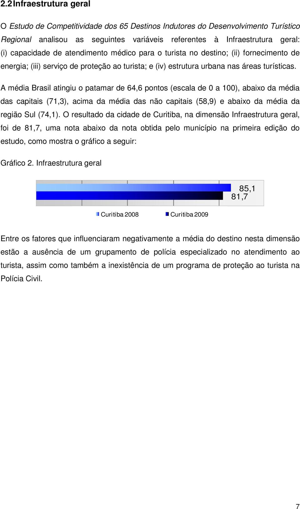 A média Brasil atingiu o patamar de 64,6 pontos (escala de 0 a 100), abaixo da média das capitais (71,3), acima da média das não capitais (58,9) e abaixo da média da região Sul (74,1).