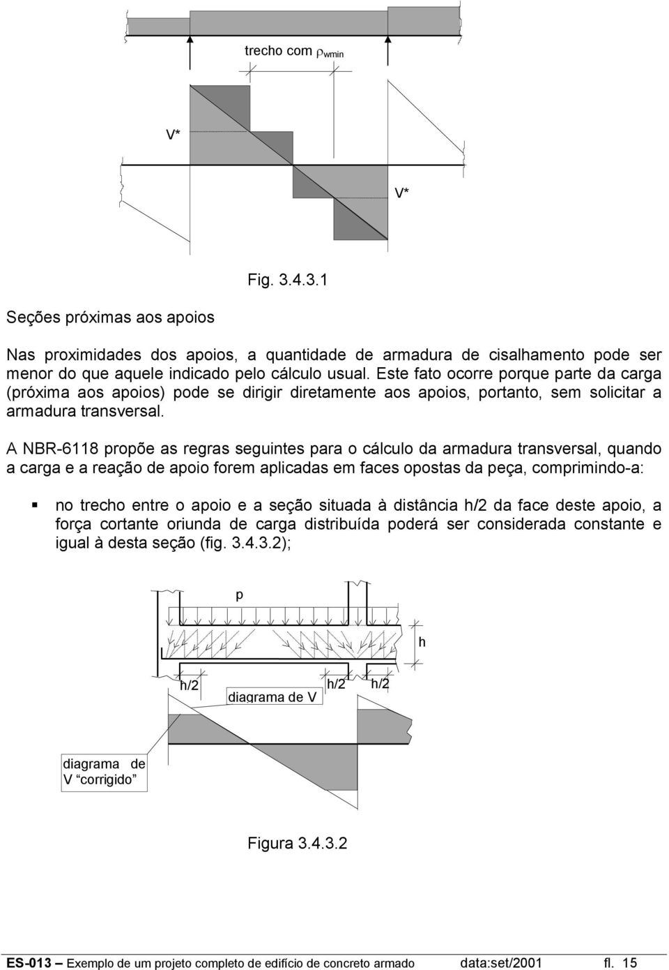 A NBR-6118 propõe as regras seguintes para o cálculo a armaura transversal, quano a carga e a reação e apoio orem aplicaas em aces opostas a peça, comprimino-a: no trecho entre o apoio e a seção