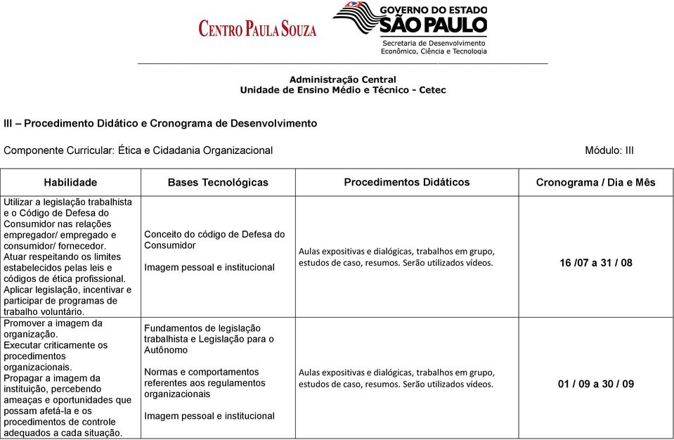 Atuar respeitando os limites estabelecidos pelas leis e códigos de ética profissional. Aplicar legislação, incentivar e participar de programas de trabalho voluntário.