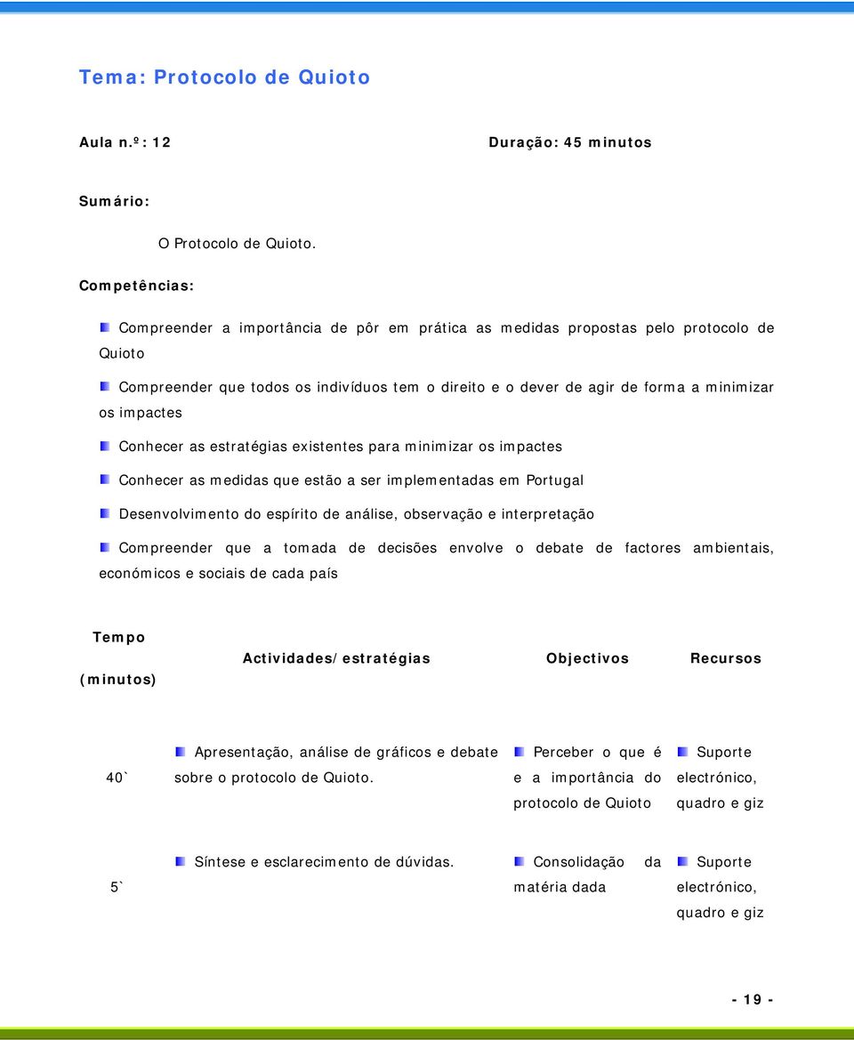 as stratégias xistnts para minimizar os impacts Conhcr as mdis qu stão a sr implmntas m Portugal Dsnvolvimnto do spírito d anális, obsrvação intrprtação Comprndr qu a toma d