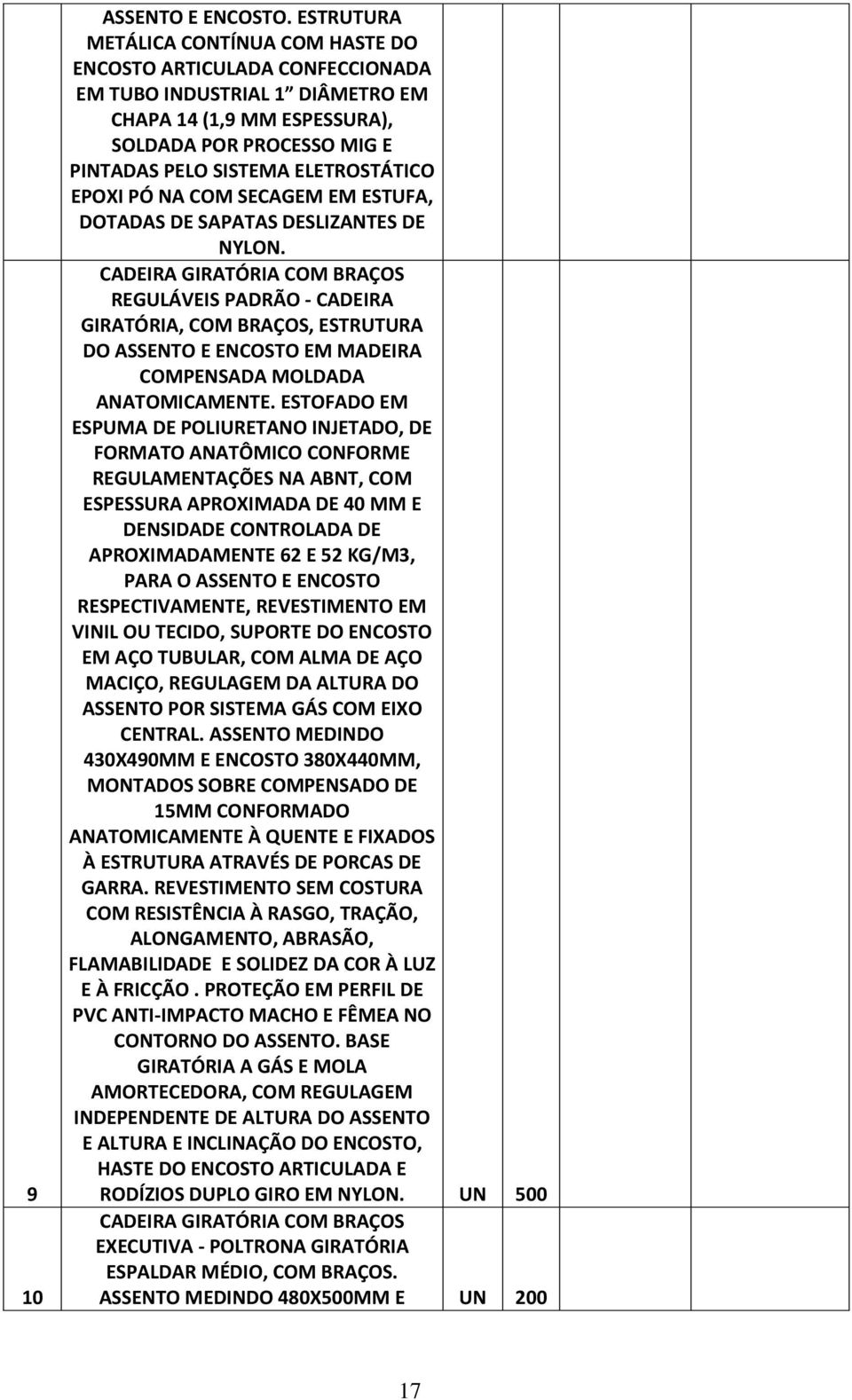 EPOXI PÓ NA COM SECAGEM EM ESTUFA, DOTADAS DE SAPATAS DESLIZANTES DE NYLON.