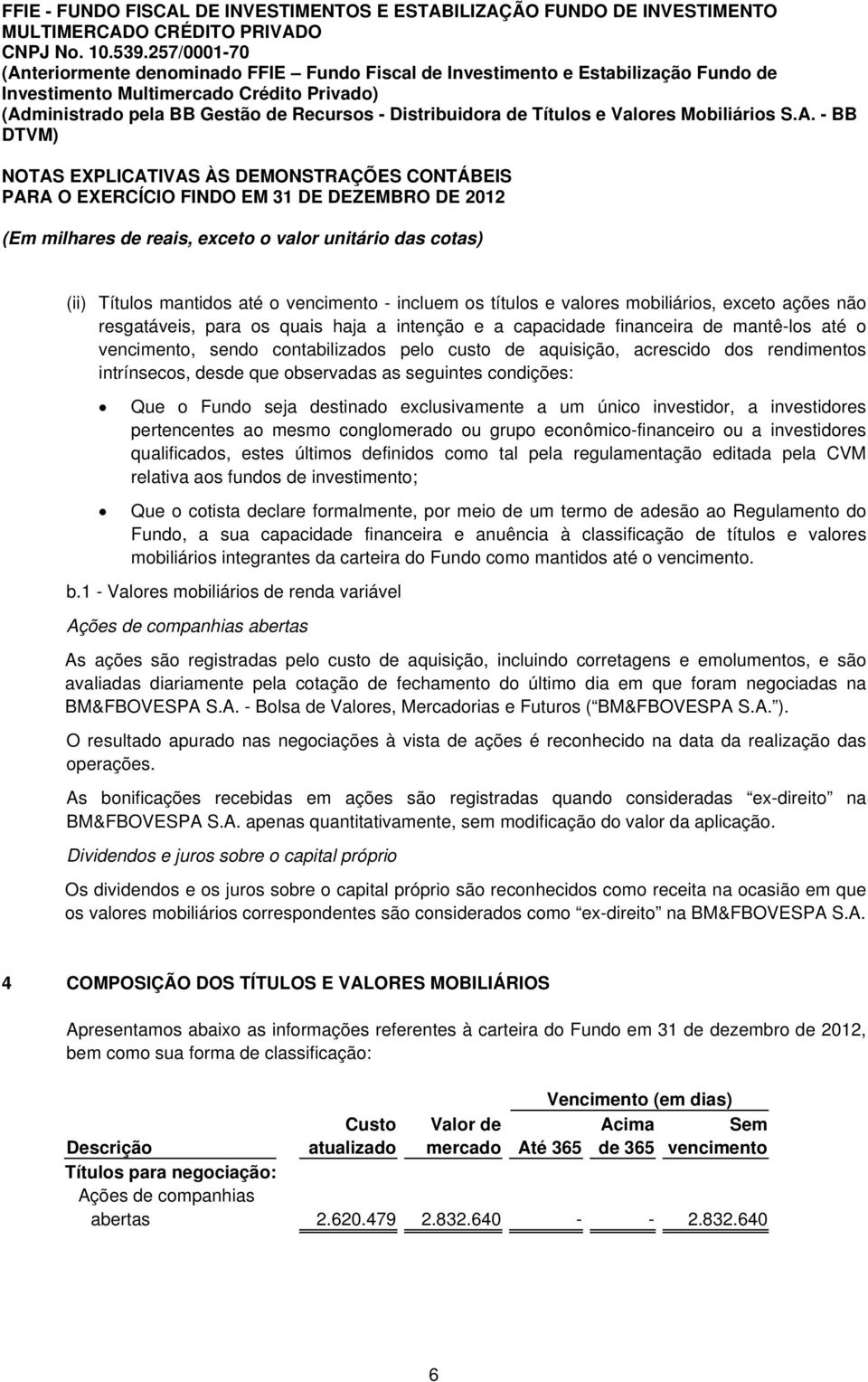 acrescido dos rendimentos intrínsecos, desde que observadas as seguintes condições: Que o Fundo seja destinado exclusivamente a um único investidor, a investidores pertencentes ao mesmo conglomerado