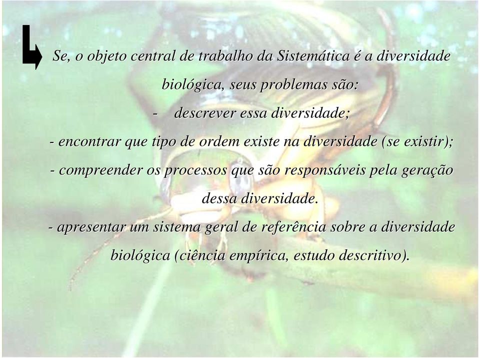 existir); - compreender os processos que são responsáveis pela geração dessa diversidade.