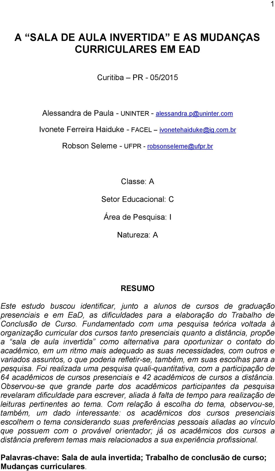 do Trabalho de Conclusão de Curso.