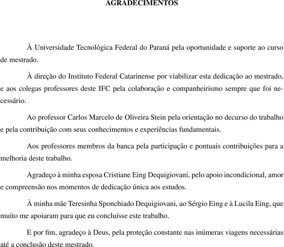 Ao professor Carlos Marcelo de Oliveira Stein pela orientação no decurso do trabalho e pela contribuição com seus conhecimentos e experiências fundamentais.