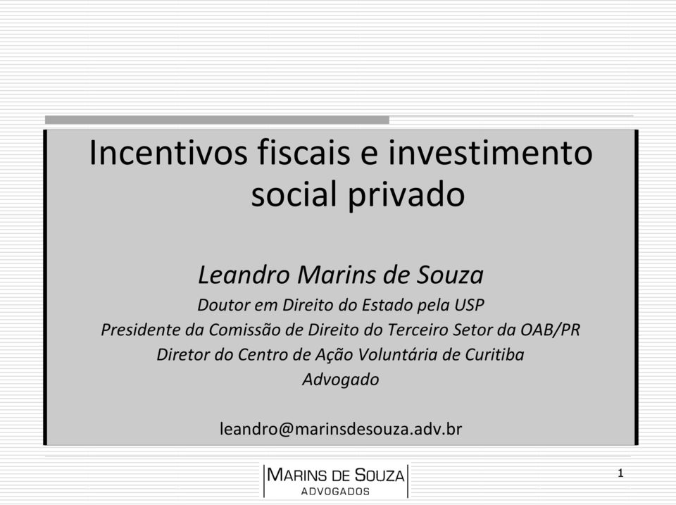 Comissão de Direito do Terceiro Setor da OAB/PR Diretor do