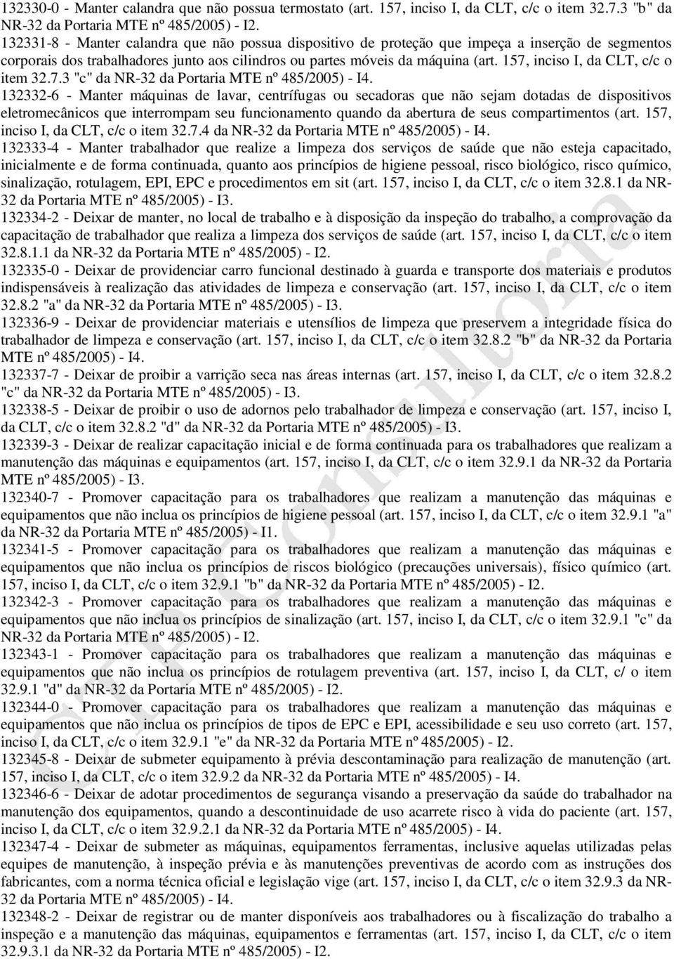 157, inciso I, da CLT, c/c o item 32.7.3 "c" da NR-32 da Portaria MTE nº 132332-6 - Manter máquinas de lavar, centrífugas ou secadoras que não sejam dotadas de dispositivos eletromecânicos que