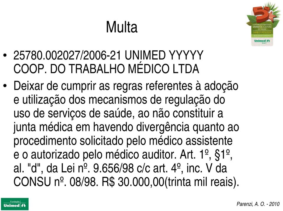 do uso de serviços de saúde, ao não constituir a junta médica em havendo divergência quanto ao procedimento