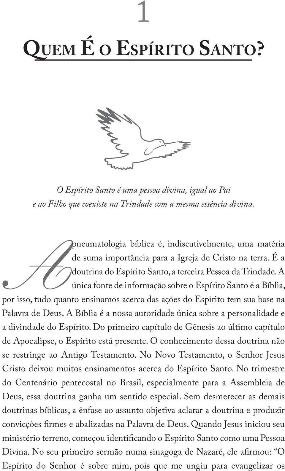 A única fonte de informação sobre o Espírito Santo é a Bíblia, por isso, tudo quanto ensinamos acerca das ações do Espírito tem sua base na Palavra de Deus.