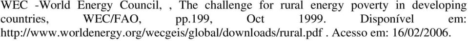 199, Oct 1999. Disponível em: http://www.worldenergy.