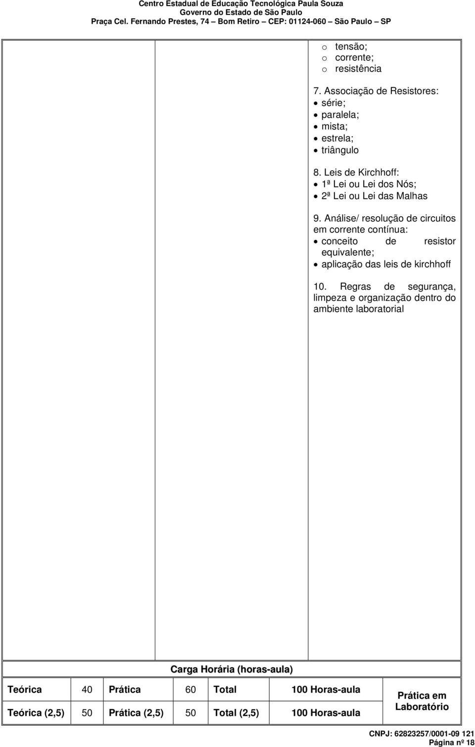 Análise/ resolução de circuitos em corrente contínua: conceito de resistor equivalente; aplicação das leis de kirchhoff 10.