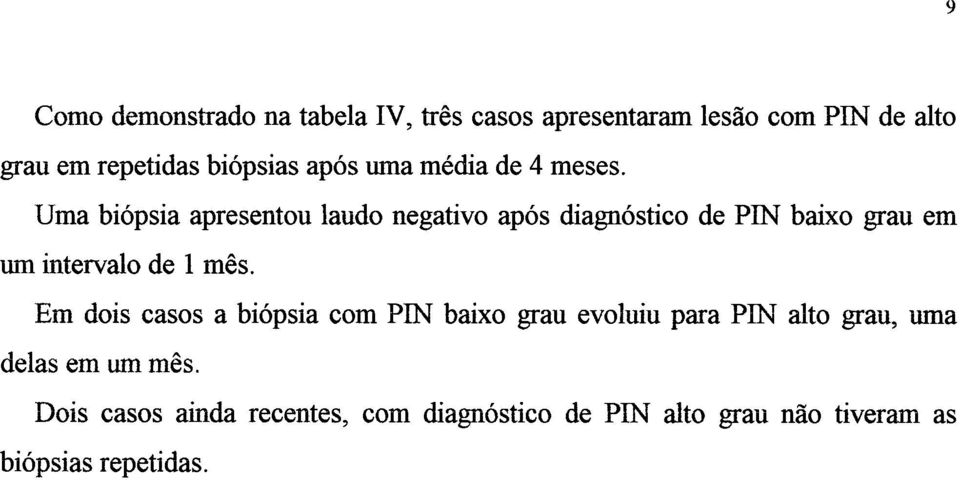 Uma biópsia apresentou laudo negativo após diagnóstico de PIN baixo grau em um intervalo de 1 mês.