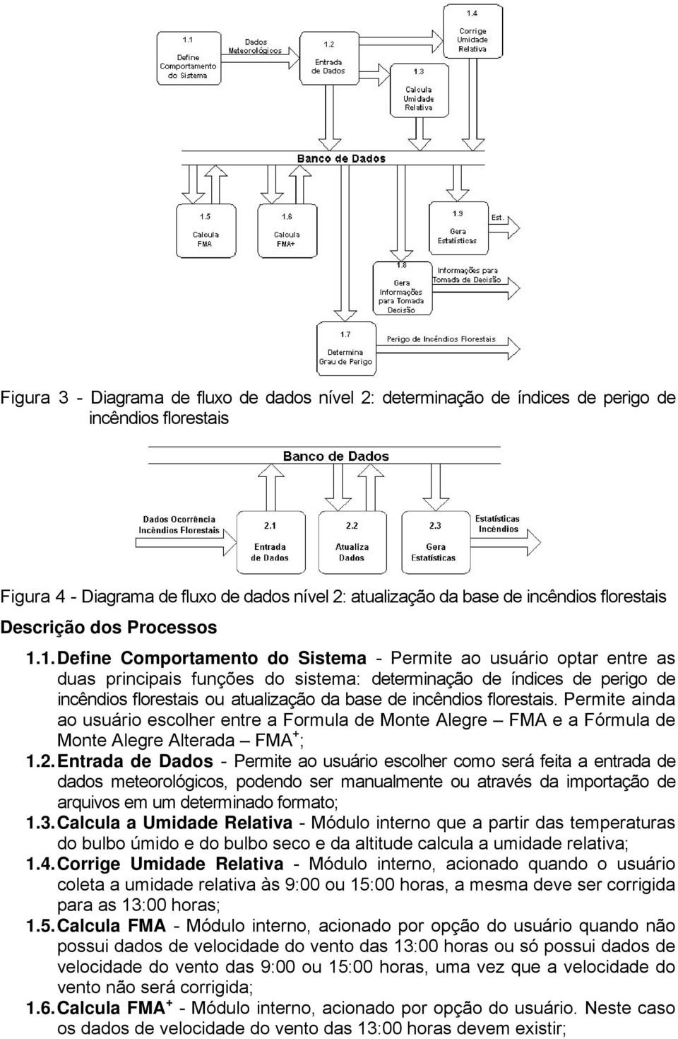 1. Define Comportamento do Sistema - Permite ao usuário optar entre as duas principais funções do sistema: determinação de índices de perigo de incêndios florestais ou atualização da base de