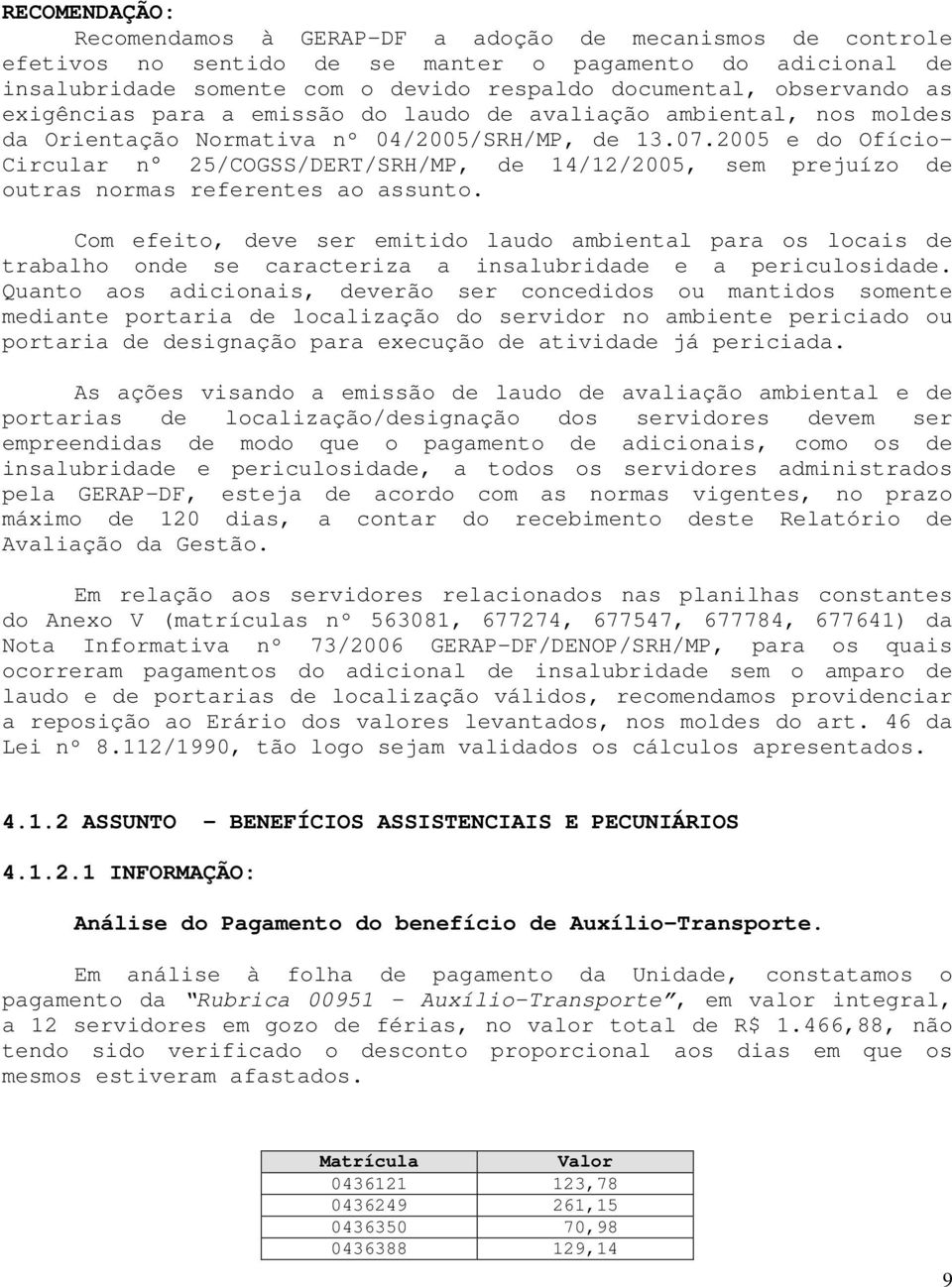 2005 e do Ofício- Circular n 25/COGSS/DERT/SRH/MP, de 14/12/2005, sem prejuízo de outras normas referentes ao assunto.