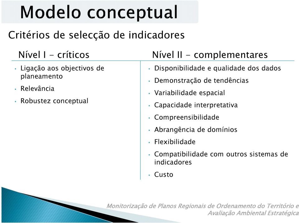 Demonstração de tendências Variabilidade espacial Capacidade interpretativa Compreensibilidade